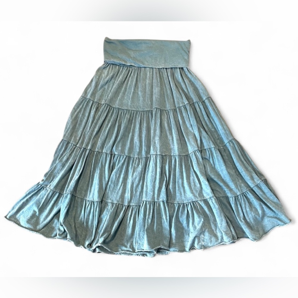 T Party Fashion Sage Green Tiered Midi Skirt
